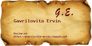 Gavrilovits Ervin névjegykártya